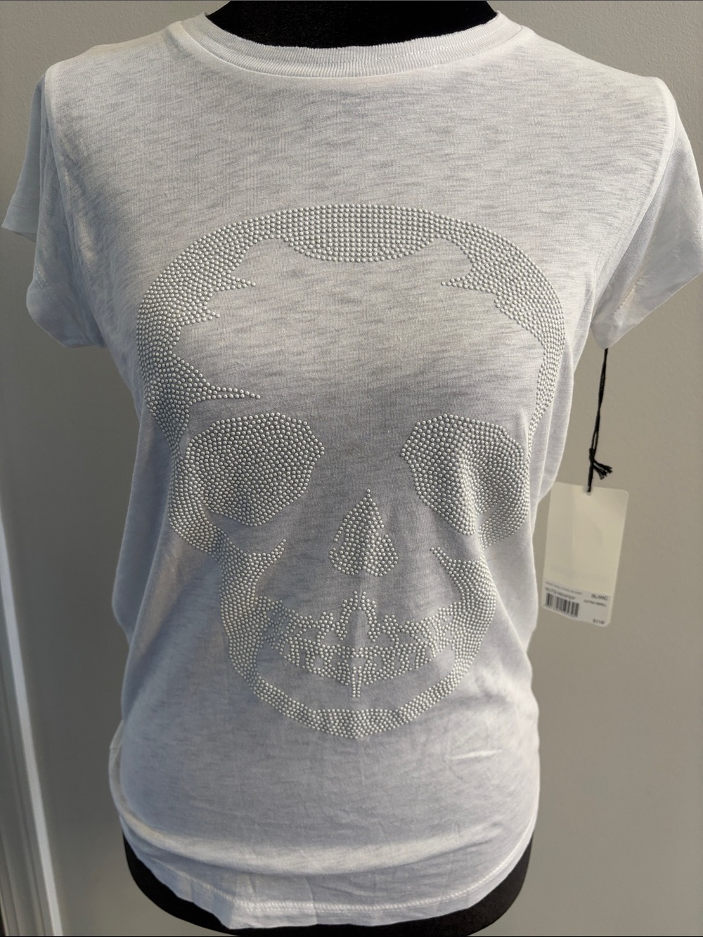 Zadig & Voltaire Skinny Stud White Skull Tee